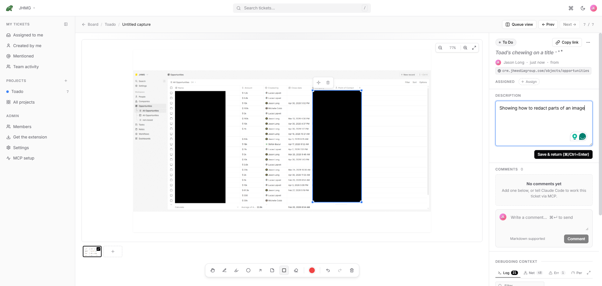 Sensitive headers and query parameters stripped from a capture before upload